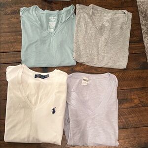 All 4 v necks for 15$. Nine West. Buttery soft both xs RL size small Vs xs